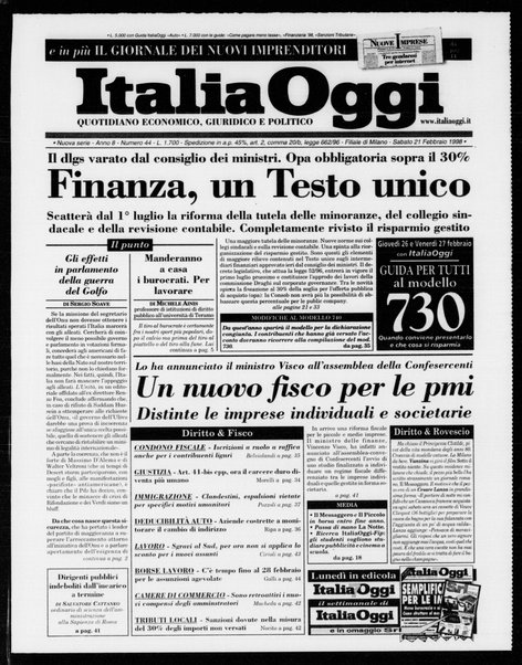 Italia oggi : quotidiano di economia finanza e politica